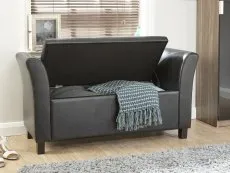 GFW GFW Verona Black Faux Leather Ottoman Window Seat