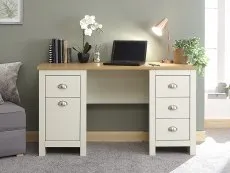 GFW GFW Lancaster Cream and Oak 1 Door 4 Drawer Study Desk