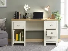 GFW Lancaster Cream and Oak 1 Door 4 Drawer Study Desk