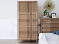 LPD LPD Bordeaux Rattan and Oak 2 Door Double Wardrobe