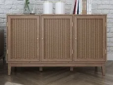 LPD LPD Bordeaux Rattan and Oak 3 Door Large Sideboard