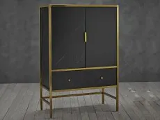 LPD LPD Monaco Black Marble and Gold 2 Door 2 Drawer Drinks Cabinet (Assembled)