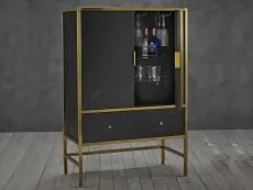 LPD LPD Monaco Black Marble and Gold 2 Door 2 Drawer Drinks Cabinet (Assembled)