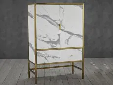 LPD LPD Monaco White Marble and Gold 2 Door 2 Drawer Drinks Cabinet (Assembled)