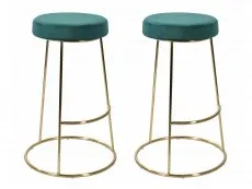 LPD LPD Opera Dark Teal Velvet Fabric Bar Stools (Set of 2)