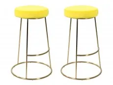 LPD LPD Opera Yellow Velvet Fabric Bar Stools (Set of 2)