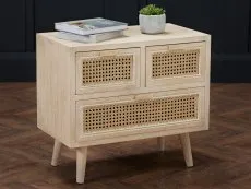 LPD LPD Toulouse Rattan and Oak 3 Drawer Low Chest of Drawer