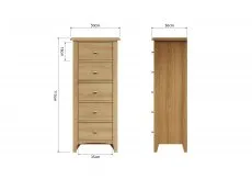 Kenmore Kenmore Dakota Oak 5 Drawer Tall Narrow Chest of Drawers (Assembled)