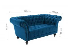 Birlea Furniture & Beds Birlea Chester Midnight Blue Velvet Fabric 2 Seater Sofa