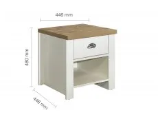 Birlea Furniture & Beds Birlea Highgate Cream and Oak Effect 1 Drawer Lamp Table