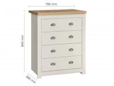 Birlea Furniture & Beds Birlea Highgate Cream and Oak Effect 4 Drawer Chest