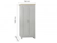 Birlea Furniture & Beds Birlea Highgate Grey and Oak Effect 2 Door Wardrobe