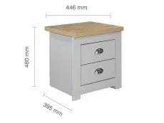 Birlea Furniture & Beds Birlea Highgate Grey and Oak Effect 2 Drawer Bedside Table