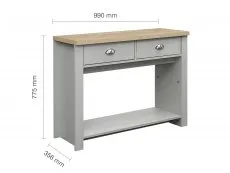 Birlea Furniture & Beds Birlea Highgate Grey and Oak Effect 2 Drawer Console Table