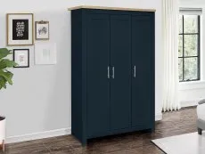 Birlea Furniture & Beds Birlea Highgate Navy and Oak Effect 3 Door Wardrobe