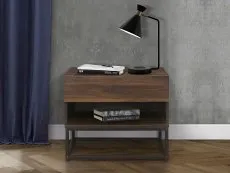 Birlea Furniture & Beds Birlea Houston Walnut Effect 1 Drawer Bedside Table