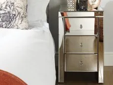 Birlea Furniture & Beds Birlea Seville Mirrored 3 Drawer Bedside Table (Assembled)