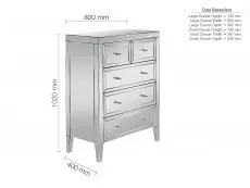 Birlea Furniture & Beds Birlea Valencia 3+2 Drawer Mirrored Chest of Drawers (Assembled)