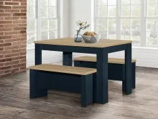 Birlea Furniture & Beds Birlea Highgate Navy and Oak Dining Table and 2 Bench Set