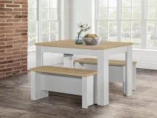 Birlea Furniture & Beds Birlea Highgate Grey and Oak Dining Table and 2 Bench Set