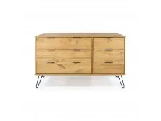 Core Products Core Augusta Waxed Pine 3+3 Drawer Wide Chest of Drawers