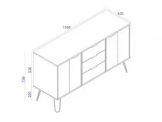 Core Products Core Augusta Waxed Pine Medium Sideboard with 2 Doors 3 Drawers