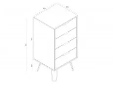 Core Products Core Augusta White 4 Drawer Narrow Chest of Drawers