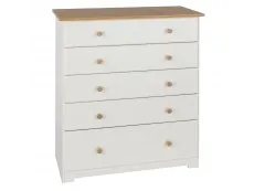 Core Products Core Colorado White and Oak 5 Drawer Chest of Drawers