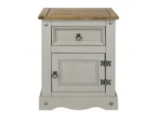 Core Products Core Corona Grey and Pine 1 Door 1 Drawer Bedside Table