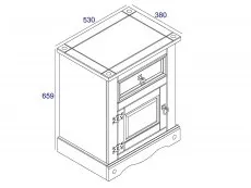 Core Products Core Corona Grey and Pine 1 Door 1 Drawer Bedside Table