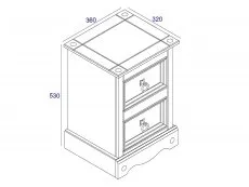 Core Products Core Corona Grey and Pine 2 Drawer Petite Bedside Table