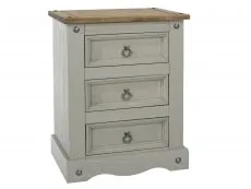 Core Products Core Corona Grey and Pine 3 Drawer Bedside Table