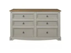 Core Products Core Corona Grey and Pine 3+3 Drawer Wide Chest of Drawers