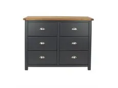 Core Products Core Dunkeld Midnight Blue and Oak 3+3 Dr Wide Chest of Drawers