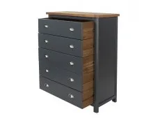 Core Products Core Dunkeld Midnight Blue and Oak 5 Drawer Chest of Drawers