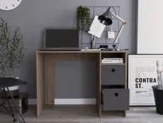 Core Products Core Vegas Oak and Grey 2 Drawer Desk