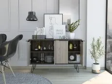 Core Products Core Nevada Smoked Oak and Grey Oak Effect 4 Door Large Sideboard