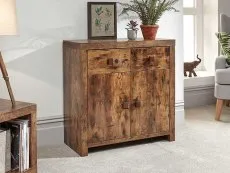 GFW GFW Jakarta Mango Wood Effect 2 Door 2 Drawer Compact Sideboard