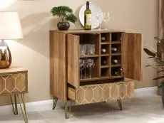 GFW GFW Orleans Mango Effect 2 Door 1 Drawer Wine Cabinet