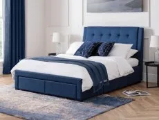 Julian Bowen Julian Bowen Fullerton 4ft6 Double Blue Fabric 4 Drawer Bed Frame