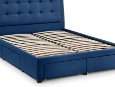 Julian Bowen Julian Bowen Fullerton 4ft6 Double Blue Fabric 4 Drawer Bed Frame