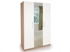 Harmony Harmony Hyde White and Oak 3 Door 1 Mirror Triple Wardrobe