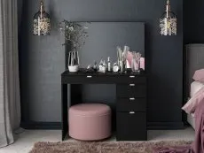 Birlea Furniture & Beds Birlea Ava Black 5 Drawer Dressing Table and Mirror