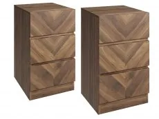 GFW GFW Catania Royal Walnut Pair of 3 Drawer Bedside Tables