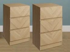 GFW GFW Catania Euro Oak Pair of 3 Drawer Bedside Tables