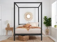 Birlea Furniture & Beds Birlea Mercia 5ft King Size Black Four Poster Wooden Bed Frame