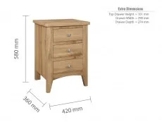 Birlea Furniture & Beds Birlea Hampstead Oak 3 Drawer Bedside Table