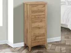 Birlea Furniture & Beds Birlea Hampstead Oak 5 Drawer Tall Narrow Chest of Drawers