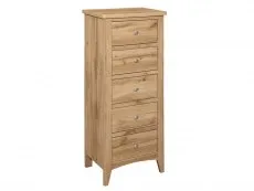 Birlea Furniture & Beds Birlea Hampstead Oak 5 Drawer Tall Narrow Chest of Drawers