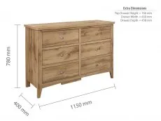 Birlea Furniture & Beds Birlea Hampstead Oak 3+3 Drawer Wide Chest of Drawers